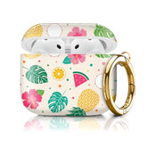 Airpods 4th Generation Case Cover Protective TPU Soft Cases Cover Rugged for Airpod 4 Case with Golden Keychain for Women Men Pineapple Banana Design