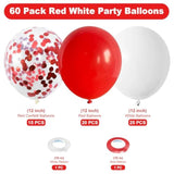 Red And White Confetti Balloons 60Pcs 12 Inch Red Confetti Latex Ballo
