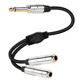6.35Mm Ts Guitar Signal Audio Y Splitter Cable, 1/4" Male To Dual Mono 1/4" Female Adapter With Gold-Plated Ofc Hifi Ts Speaker Headphone Extension Cable-0.5M/1.6Ft