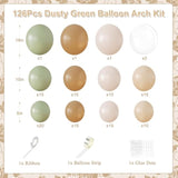 Sage Green Balloon Arch Kit 126pcs Neutral Balloons for Baby Shower, Wedding & Parties