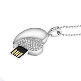 Usb Flash Drive, Diamond Heart 8Gb / 16Gb / 32Gb Usb2.0 Waterproof Usb Memory Stick Date Storage Pendrive Thumb Drives (16Gb, Silver Heart)