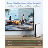 8K Hdmi 2.1 Cable 6Ft, Hdmi To Hdmi Cable 48Gbps Ultra High Speed Hdmi Cord 8K