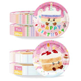 60 Pcs Pink Happy Birthday Plates, 7'' Birthday Paper Plates, Disposable Party Dessert Plate For Party Supplies And Decorations Serves 60 Guests