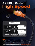 8K HDMI Cable 10FT - HDMI Cord 48Gbps,High Speed HDMI Cable Gaming,Supports 8K 60Hz,4K 120Hz,HDR/eARC/HDCP 2.2&2.3,Compatiblefor