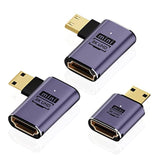8K Mini Hdmi To Hdmi Adapter (3 Pack), 90 Degree Left And Right Angle Mini Hdm