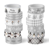 12 Rolls Christmas Washi Tape Grey Farmhouse Washi Tape Assorted Xmas Masking Decorative Party Gift Paper Tape For Diy Craft Scrapbook Decor Party Favor Supplies