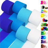 Blue White Crepe Paper Streamers 8 Rolls, Party Streamers For Birthday Wedding Baby Bridal Shower Decorations Halloween Christmas Craft Supplies (1.8 Inch X 82 Ft/Roll?656Ft)