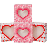 Auto-Pop Up Valentine Pastry Box With Window 8X8X2.5 Inch Donut Pie Boxes 12Pcs Bakery Box For Valentine''S Day