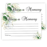 Share A Memory Cards, 50 Cards, Memory Card For Celebration Of Life, Graduation, Wedding, Retirement, Going Away Party - Greenery (4" X 6"?