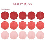 192 Ft Red Party Decorations Ombre Red Polka Dot Backdrop Streamer Tissue Paper Circle Dots Hanging Garland For Birthday Graduation Engagement Wedding Anniversary Valentines Holiday Hen Party Supplies