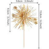 30pcs Foil Firework Cupcake Toppers Gold Sparkle Star Picks for Parties