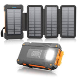 Solar Power Bank 38800Mah With 4 Solar Panels, Portable Charger Usb C 18W Fast Charge For Iphone Samsung, Ip67 Waterproof Outdoor External Battery Pack With Flashlight Light/Sos/Strobe