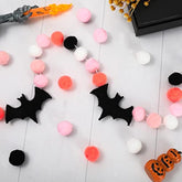 Halloween Felt Bat Banner: Pink Pom Pom Garland, 8.2 Ft Party Decor