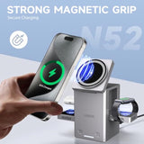 Wireless Charging Station For Apple - 3 In 1 Charger Stand Multiple Devices, Foldable Intelligent Magnetic Charger Dock For Iphone 16/15/14/13, Airpods, Apple Watch