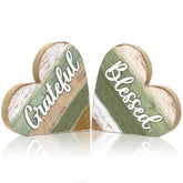 2 Pcs Rustic Wood Home Sign Farmhouse Love Wooden Heart Shaped Table C