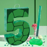 16 Inch Turtle Number 5 Pinata, Turtle Birthday Decorations, Turtle Theme Pinata With 16 Inch Stick Blindfold Confetti For Boy Girl Kids 5Th Birthday Party Supplies(5Th)