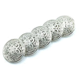 24Pcs Buttons Antique Silver Color Round Shape Flower Pattern Metal Bu