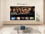 Lx60Hd 1080P Led Portable Projector With Built-In Google Tv, H/V Keystone, Auto Focus, Bluetooth, And Wi-Fi For Smart Home Theater