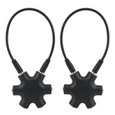 2Pcs Multi Headphone Splitter 3.5Mm Headphone Audio Jack Splitter 1 Male To 5 Port Female Earphone Headset Adapter (Black)