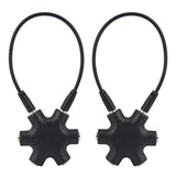 2Pcs Multi Headphone Splitter 3.5Mm Headphone Audio Jack Splitter 1 Male To 5 Port Female Earphone Headset Adapter (Black)