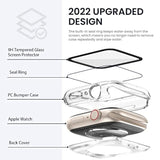 (2 In 1) For Waterproof Apple Watch Screen Protector Case 40Mm Se 3Rd/Se 2Nd Generation/Se/Series 6/5/4 Accessories, 360 Front & Back, Iwatch Face Cover With Tempered Glass For Women Men, 40 Mm