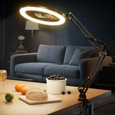12 Overhead Ring Light for Desk with Phone Mount, LED Selfie Light with Adjustable Arm & Clamp, Dimmable Lighting for Video Recording, Zoom, Live