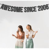 Pre-Strung Awesome Since 2006 Banner For 19Th Birthday Party Decoration,Happy 19Th Men Women Birthday Party Banner,Handmade - Black