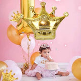 14pcs Gold Crown Balloons — 4 Giant & 10 Mini Foil Balloons for Celebrations