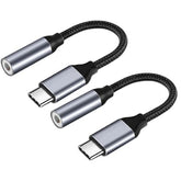 USB C to 3.5mm Headphone Jack Adapter for iPhone17/ iPhone 16/16 Pro/15/15 Pro/Pro Max/Plus, Type C Aux Audio Dongle Cable Cord 2 Pack Gray