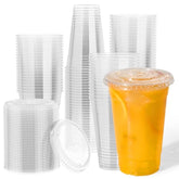 500 Pack 20 Oz Clear Plastic Cups With Flat Lids, Disposable Iced Coffee Cups, Bpa Free Premium Crystal Smoothie Cup For Party, Lemonade Stand, Cold Drinks, Juice, Milkshake