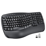 Wireless Ergonomic Keyboard, Wave Keys Firm Wrist Rest For Natural Typing, 2.4G Usb-A Cordless Receiver And Usb-C Adapter, Ergo Computer Keyboard Compatible With Windows/Mac/Pc/Laptop, Black