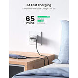 UGREEN USB to USB C Cable 90 Degree USB C Fast Charging Cord Compatible with iPhone 16/16 Plus/16 Pro/16 Pro Max/15/Samsung Galaxy S10/S10+/Pixel 7/6a/LG G8/G7/Pixel/Switch, etc, 1.6FT