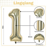 Champagne Gold Number 10 Balloons For 10Th Birthday Decorations, 40 Inch Light Gold Helium Foil Number 1 & 0 Balloons For Girls Boys, 10Th Birthday Balloons For Women Men Anniversary Party Supplies