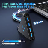 4-Port Usb 3.0 Hub, Flyingvhub Vertical Data Usb Hub With 2 Ft Extended Cable,