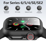 Hard Pc Case For Apple Watch Screen Protector 44Mm Se/Se 2Nd Generation/Series 6 Series 5 Series 4 Built-In Tempered Glass Screen Overall Protective Slim Bumper Face Cover Compatible Iwatch 44Mm