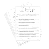 Baby Shower Family Feud Game Cards, 50 Pack Baby Shower Game Cards With Answer Sheet, Minimalist Design (Baby Family Feud)