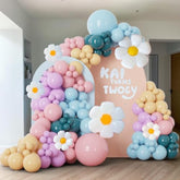 166Pcs Pink Blue Balloon Garland Arch Kit With Pastel Purple, Nude, Daisy Flower Balloons, Perfect For Girls' Birthday Decorations, Puppy-Themed Party Supplies, Dog Party