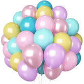 60pcs Pastel Rainbow Balloons in Pink, Purple, Teal, Yellow for Birthday & Baby Shower Decor