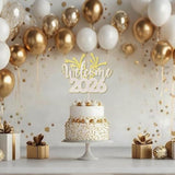 Welcome 2026 Cake Topper,Happy New Year 2026 Party Supplies,Happy New Year Cake Topper,New Year'S Eve,Christmas,Happy Holidays Party Decorations (Gold And Silver)