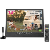14'' Portable Tv,Small Tv With Batterys-Hdmi,Usb,Av Slot And 1 Antenna,Remote Control,12 Volt Car Cable/Ac For Rv Car/Camping/Kitchen