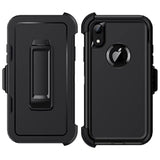 Heavy Duty Shockproof Case for iPhone XR 6.1" - 3 Layer Full Body Protection Rugged Cover Case with Belt Clip Holster - Black