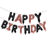 Black And Rose Goldhappy Birthday Balloons Banner, 16 Inch Mylar Foil Letters Balloon Sign For Birthday Party Decorations Photo Booth Backdrop