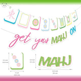 Mahjong-Themed Party Decoration Set, Mahjong Party Banner And 24 Pcs Cupcake Toppers For Birthdays And Celebrations