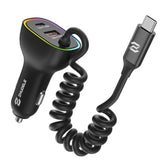 90W Car Charger Usb C For Iphone 16 Pro, Pd & Qc3.0 Type C Coiled Cable 4Ft, Fast Car Charger Adapter For Iphone 15 Pro Max Plus, For Samsung Galaxy S24/S23/S22