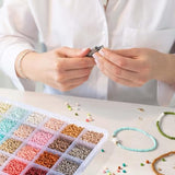 10,000pcs 3mm Glass Seed Beads Kit for Bracelet Making, 24 Colors, DIY Crafts