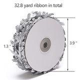 32.8 Yard Silver Leaf Ribbon Fabric Leaf Ribbon Trim Rope For Diy Craf