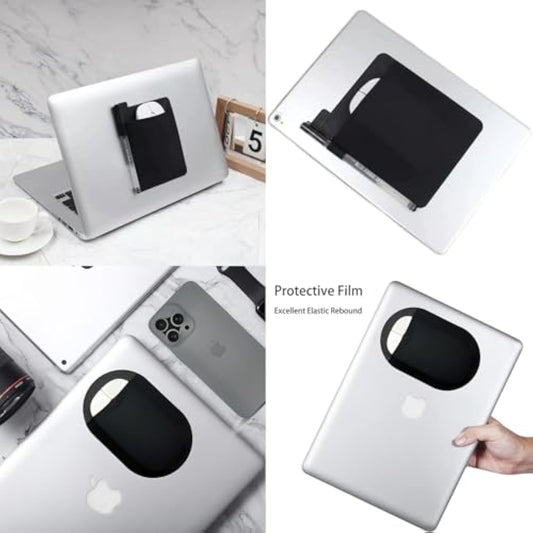 (1 Pack Mouse+1 Pack Ssd Holder) Universal Stick On Pouch Holder For Wireless Mouse, Sleeve For Laptop, Reusable Adhesive, No Glue Residue, Compatible With Ipad Or Macbook (Black)