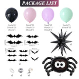150pcs Halloween Balloon Arch Kit Pink Black Purple Latex Balloons Spider Foil Bat Decor