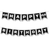 Race Car Happy Birthday Banner, Checkered Flag Decorations for Racing Theme Party