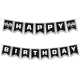 Race Car Happy Birthday Banner, Checkered Flag Decorations for Racing Theme Party